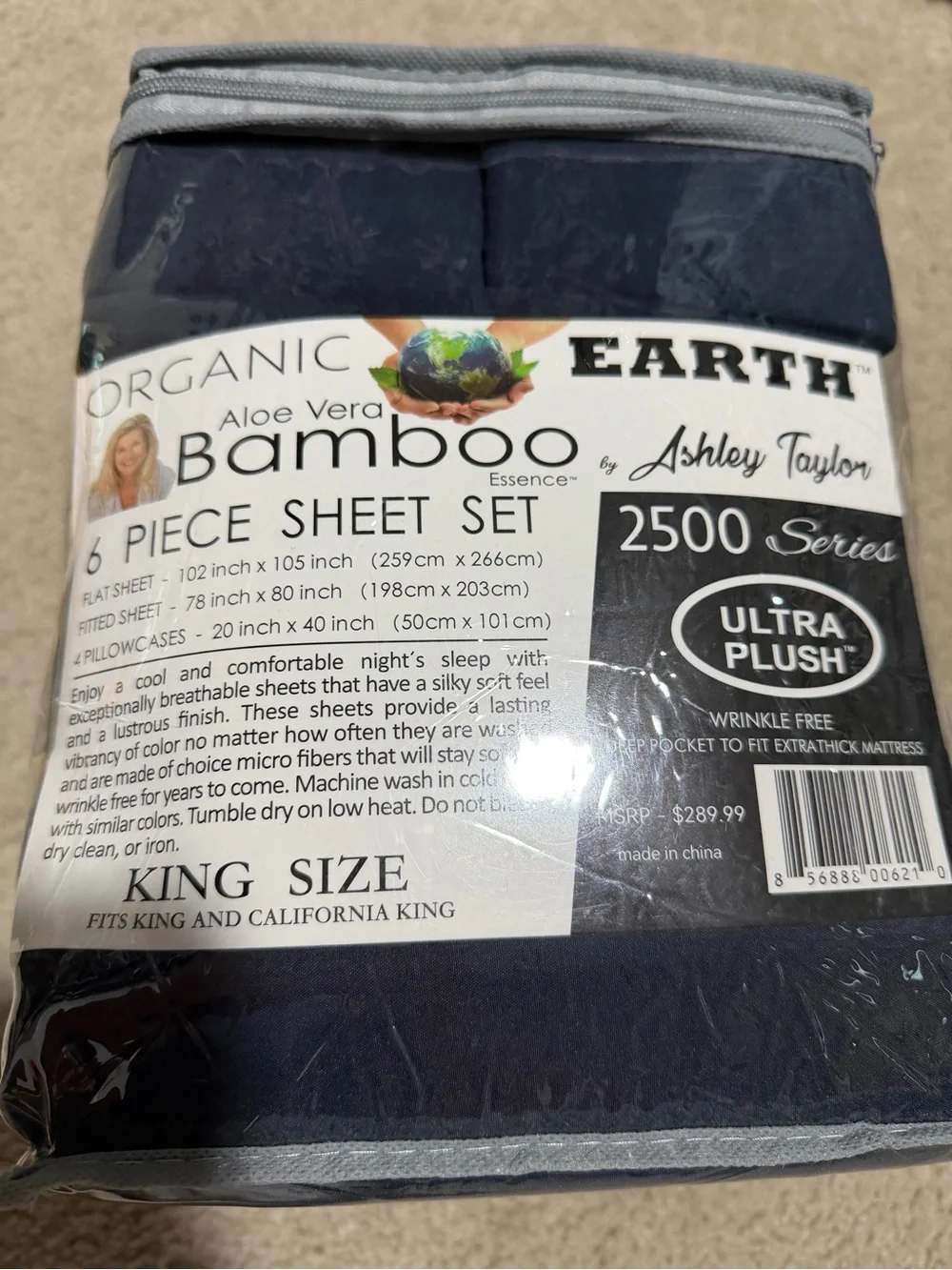 Ashley Taylor Bamboo Essence Ultra Plush Deep Navy Sheet Set King New